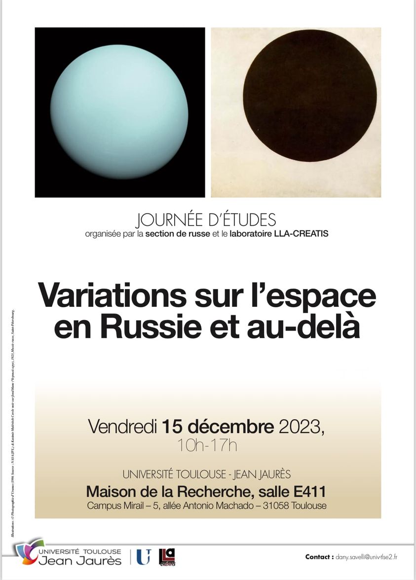 Affiche. Université de Toulouse Jean Jaurès. Journée d|études « Variations sur l’espace en Russie et au-delà ». 2023-12-15